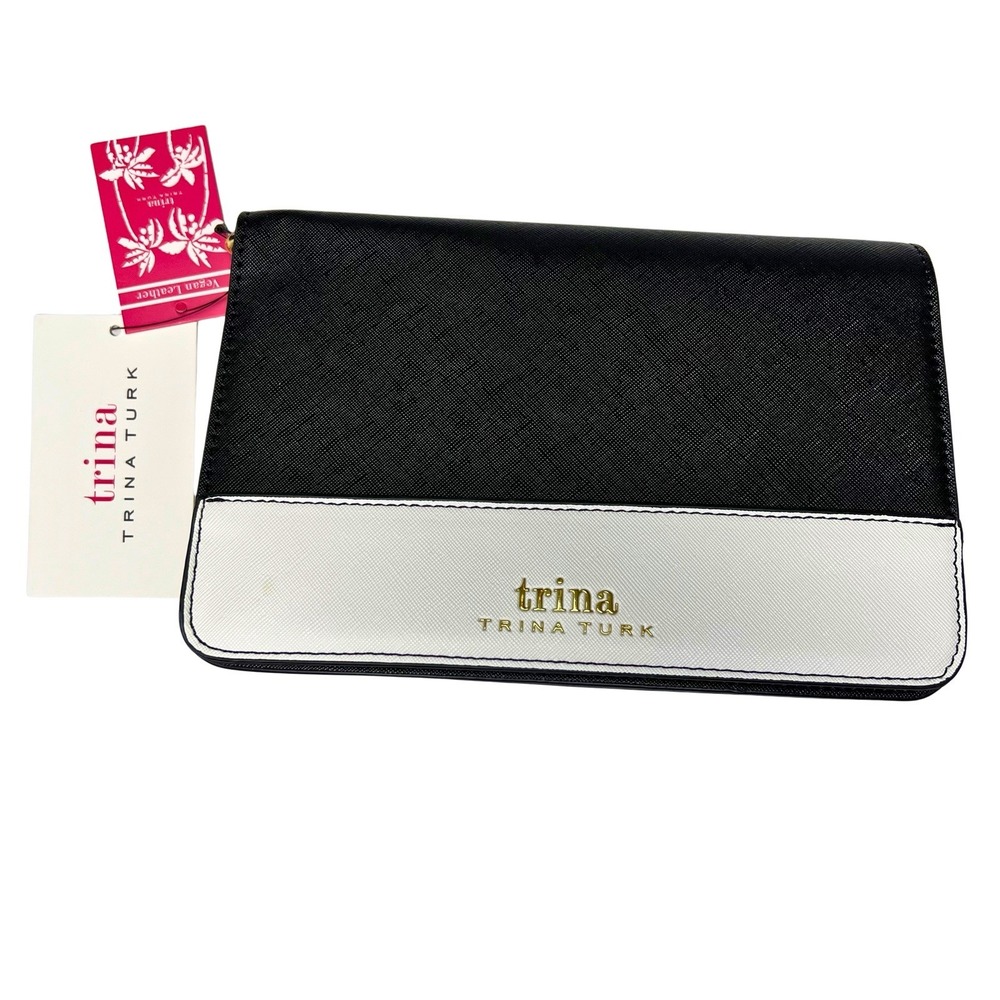 Trina By Trina Turk Vegan Leather Crossbody Bag Colorblock Clutch NWT